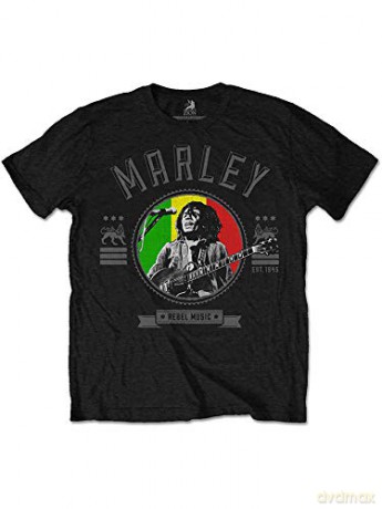 Bob Marley: Men's Tee: Rebel Music Seal (Medium)