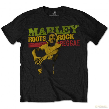 Bob Marley: Men's Tee: Roots, Rock, Reggae (Large)