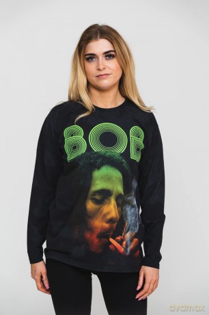 Bob Marley: Unisex Long Sleeve T-Shirt: Smoke Gradient (Black) (Wash Collection) (Large)