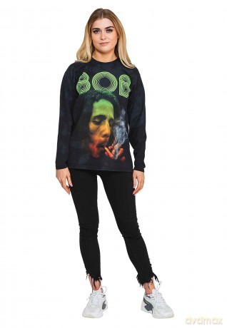Bob Marley: Unisex Long Sleeve T-Shirt: Smoke Gradient (Black) (Wash Collection) (Large)