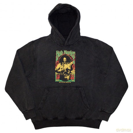 Bob Marley: Unisex Stone Wash Pullover Hoodie: 1978 (Charcoal Grey) (Medium)