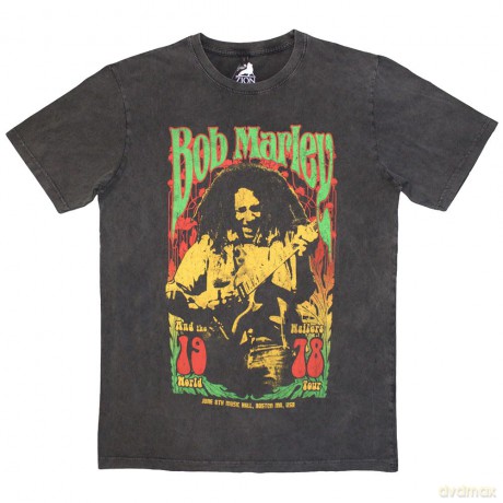 Bob Marley: Unisex Stone Wash T-Shirt: 1978 (Charcoal Grey) (Small)
