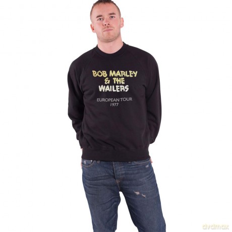 Bob Marley: Unisex Sweatshirt: Wailers European Tour '77 (Black) (X-Large)