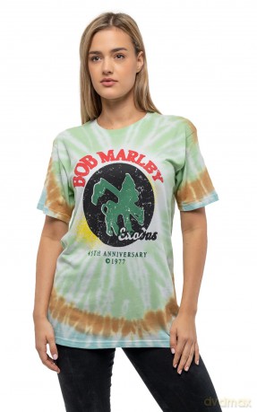 Bob Marley: Unisex T-Shirt: 45th Anniversary (Green) (Wash Collection) (Small)