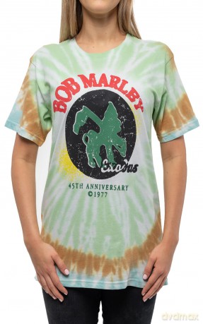 Bob Marley: Unisex T-Shirt: 45th Anniversary (Green) (Wash Collection) (Small)