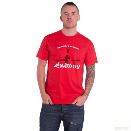 Bob Marley: Unisex T-Shirt: Exodus Arms Outstretched (Red) (Hi-Build) (Large)