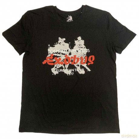 Bob Marley: Unisex T-Shirt: Exodus European Tour '77 (Black) (Hi-Build) (Medium)