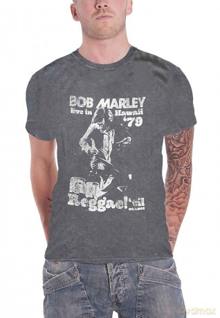 Bob Marley: Unisex T-Shirt: Hawaii (Charcoal Grey) (Wash Collection) (Medium)