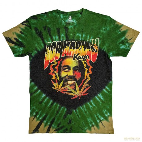 Bob Marley: Unisex T-Shirt: Kaya Smoke (Green) (Wash Collection) (Large)