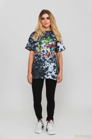 Bob Marley: Unisex T-Shirt: Neon Sign (Dip-Dye On White) (Wash Collection) (Medium)
