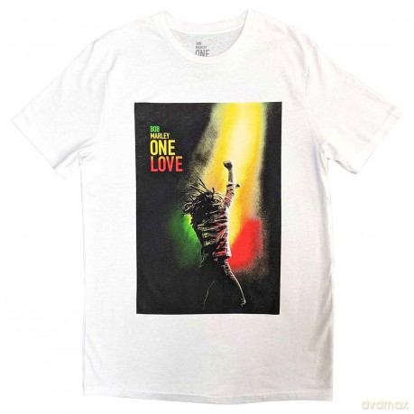 Bob Marley: Unisex T-Shirt: One Love Movie Poster (White) (Small)