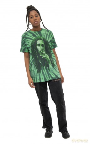 Bob Marley: Unisex T-Shirt: Smoke (Green) (Wash Collection) (Large)