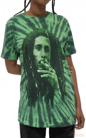 Bob Marley: Unisex T-Shirt: Smoke (Green) (Wash Collection) (Large)