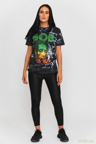 Bob Marley: Unisex T-Shirt: Smoke Gradient (Dip-Dye On Grey) (Wash Collection) (Medium)