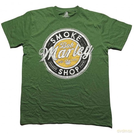 Bob Marley: Unisex T-Shirt: Smoke Shop (Green) (X-Large)