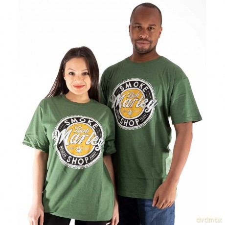 Bob Marley: Unisex T-Shirt: Smoke Shop (Green) (X-Large)