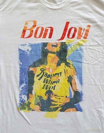Bon Jovi: Unisex T-Shirt: Slippery When Wet Original Cover (White) (XX-Large)