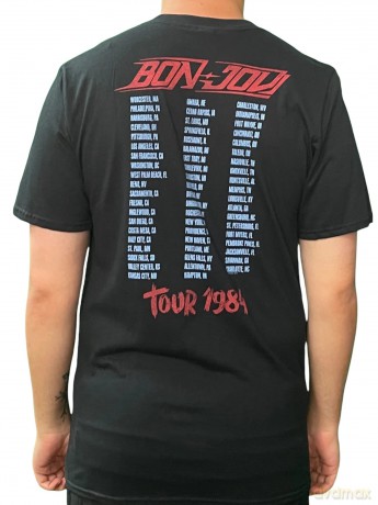 Bon Jovi: Unisex T-Shirt: Tour '84 (Black) (Back Print) (Large)