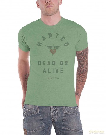 Bon Jovi: Unisex T-Shirt: Wanted (Green) (Small)