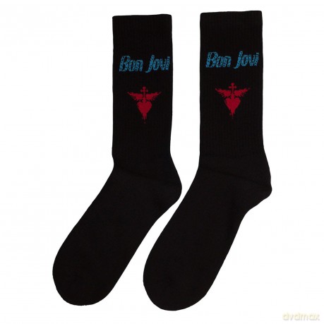 Bon Jovi: Unisex Terry Socks: Dagger Heart Blue Logo (Black) (UK Size 7 - 11)