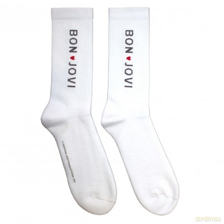 Bon Jovi: Unisex Terry Socks: Heart (White) (UK Size 7 - 11)