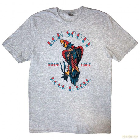 Bon Scott: Unisex T-Shirt: Rock N Roll (Grey) (Small)