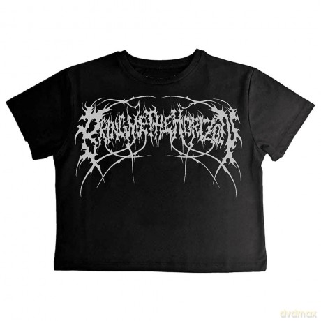 Bring Me The Horizon: Ladies Crop Top: Metal Logo Genxsis (Black) (Back Print) (X-Large)