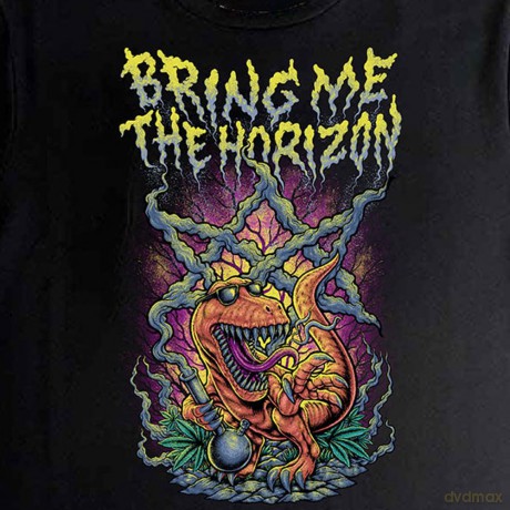 Bring Me The Horizon: Ladies Crop Top: Smoking Dinosaur (Black) (Large)