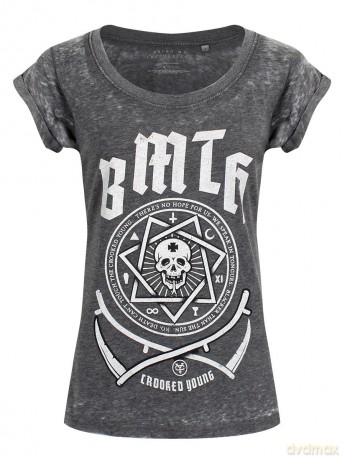 Bring Me The Horizon: Ladies Fashion Tee: Crooked Young (Burn Out) (Large)