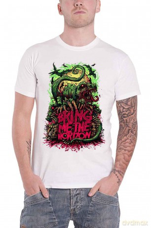 Bring Me The Horizon: Unisex T-Shirt: Dinosaur (White) (Large)