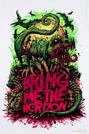 Bring Me The Horizon: Unisex T-Shirt: Dinosaur (White) (Medium)