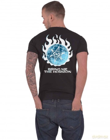 Bring Me The Horizon: Unisex T-Shirt: Globe (Black) (Back Print) (Small)