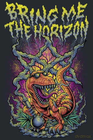 Bring Me The Horizon: Unisex T-Shirt: Smoking Dinosaur (Black) (Medium)