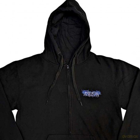 Bring Me The Horizon: Unisex Zipped Hoodie: Blue Crow Wings (Black) (Back Print) (Large)