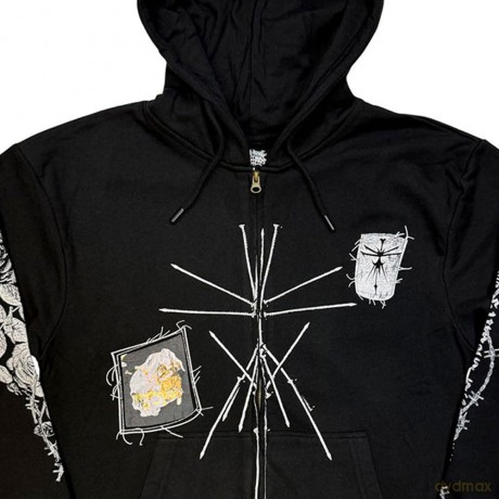 Bring Me The Horizon: Unisex Zipped Hoodie: Nailed Symbol (Black) (Back Print) (X-Large)