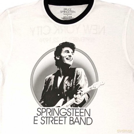 Bruce Springsteen: Unisex Ringer T-Shirt: NYC (White) (Back Print) (Medium)