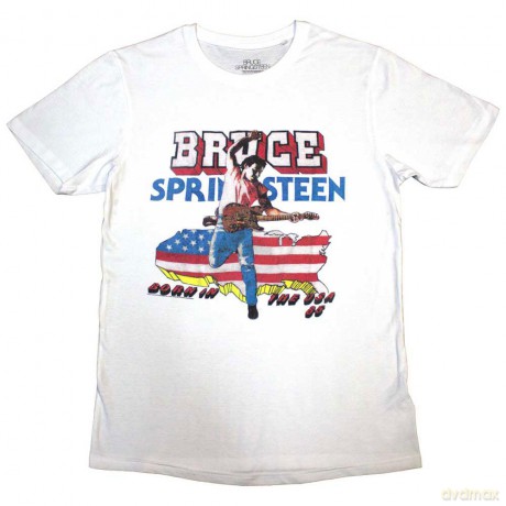 Bruce Springsteen: Unisex T-Shirt: Born In The USA '85 (White) (Medium)
