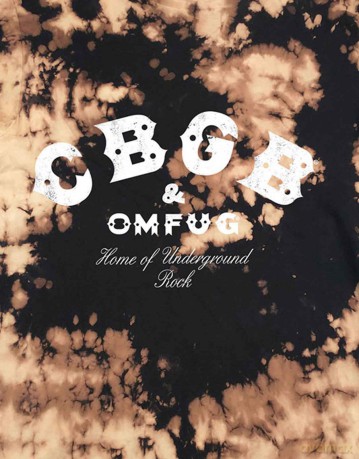 Cbgb: CBGB Unisex T-Shirt: Classic Logo (Dip Dye Tan And Black) (Wash Collection) (Large)