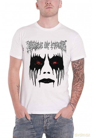Cradle Of Filth: Unisex T-Shirt: Dani Make Up (White) (Back Print) (Small)