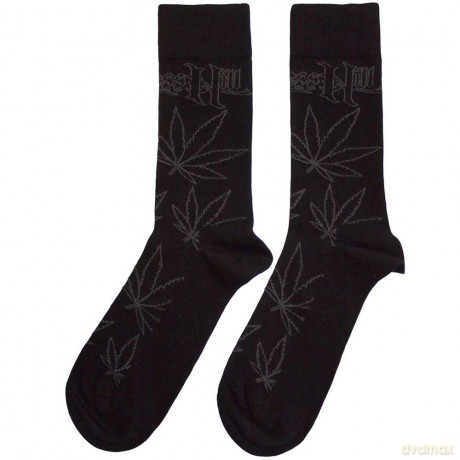 Cypress Hill: Unisex Ankle Socks: Leaf Pattern (Black) (UK Size 7 - 11)