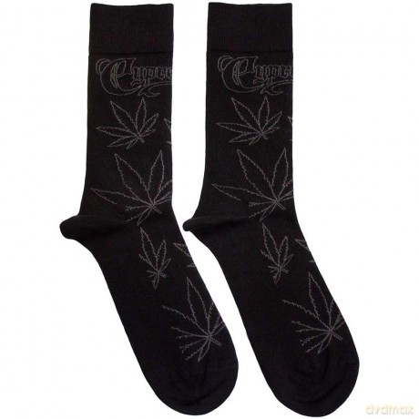 Cypress Hill: Unisex Ankle Socks: Leaf Pattern (Black) (UK Size 7 - 11)