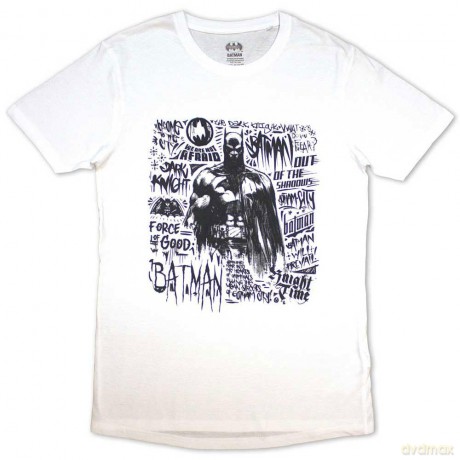 Dc Comics: DC Comics Unisex T-Shirt: Batman - Scribbler (White) (Medium)