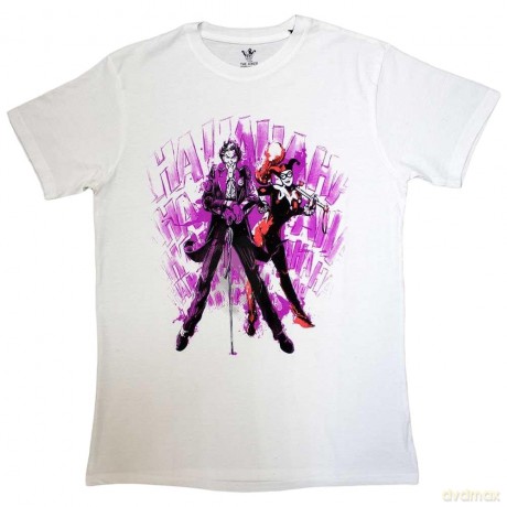 Dc Comics: DC Comics Unisex T-Shirt: Joker - Harley & Joker Haha (White) (Small)