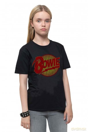 David Bowie: Kids T-Shirt: Vintage Diamond Dogs Logo (Black) (13-14 Years)