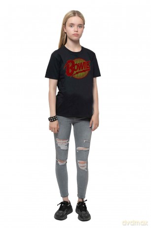 David Bowie: Kids T-Shirt: Vintage Diamond Dogs Logo (Black) (13-14 Years)