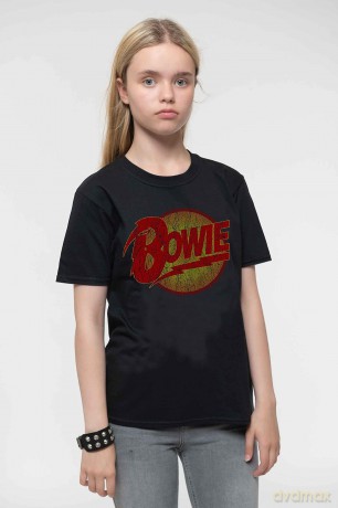David Bowie: Kids T-Shirt: Vintage Diamond Dogs Logo (Black) (13-14 Years)