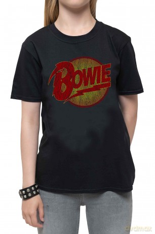 David Bowie: Kids T-Shirt: Vintage Diamond Dogs Logo (Black) (13-14 Years)