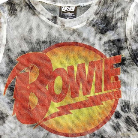 David Bowie: Ladies Crop Top: Diamond Dogs Logo (White) (Mesh) (Medium)