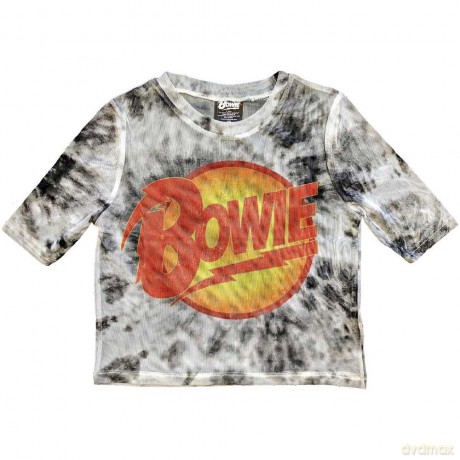 David Bowie: Ladies Crop Top: Diamond Dogs Logo (White) (Mesh) (Small)