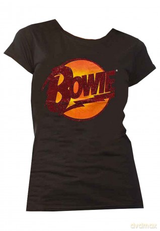 David Bowie: Ladies T-Shirt: Diamond Dogs Logo (Black) (Embellished) (Large)